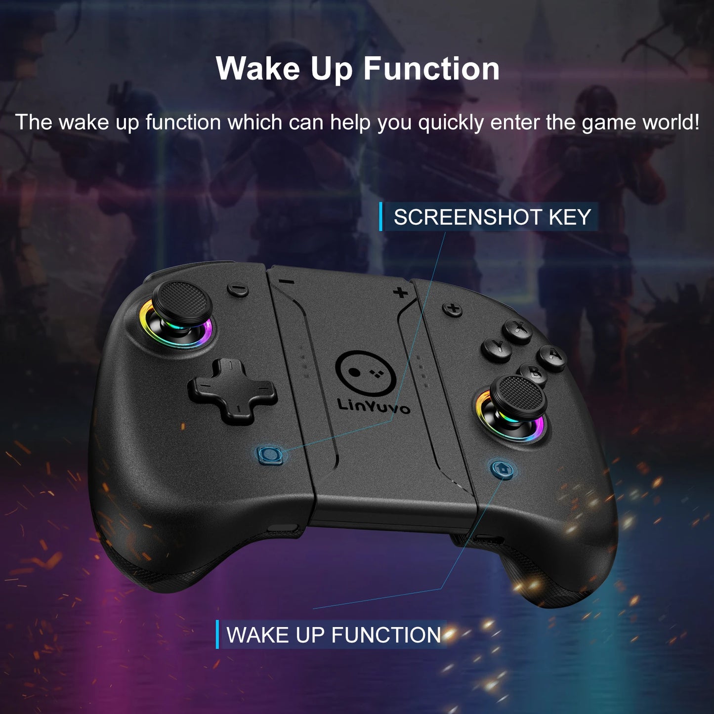 AyeBeau Wireless Controller for Nintendo Switch, OLED & Lite – Hall Effect Joysticks, Gyro, RGB