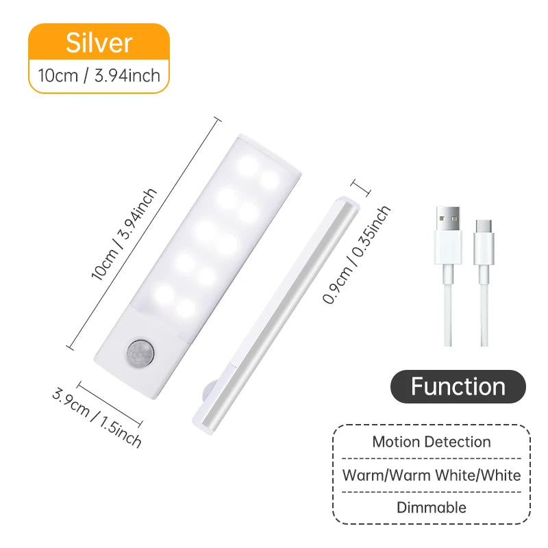 Magnetic LED Under-Cabinet Light – Motion Sensor & USB Rechargeable