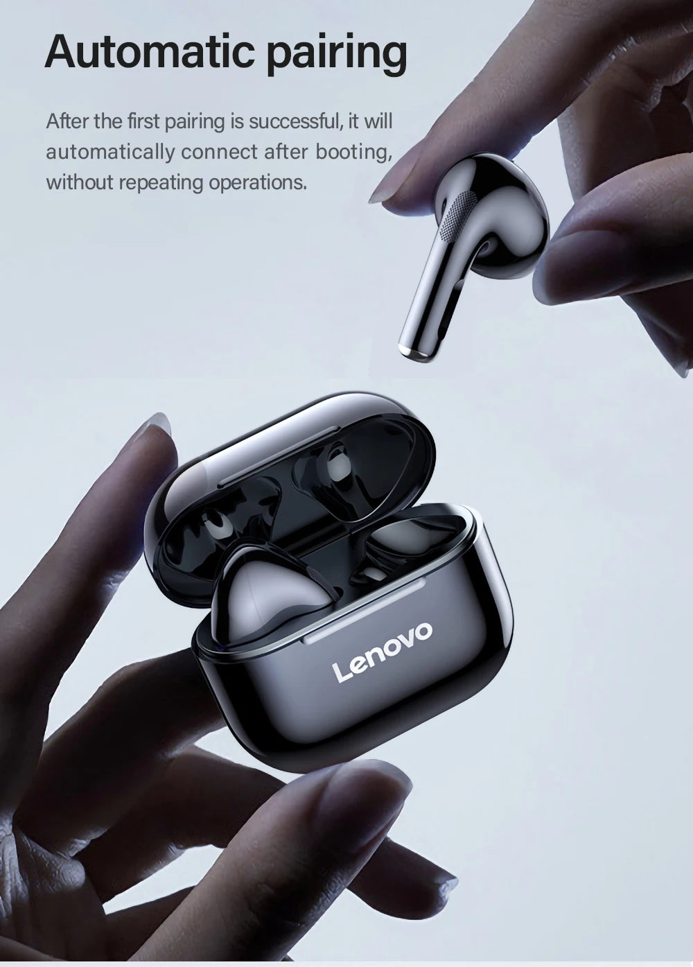 Lenovo LP40 TWS Wireless Earbuds – Bluetooth 5.0 In-Ear Headphones with Mic