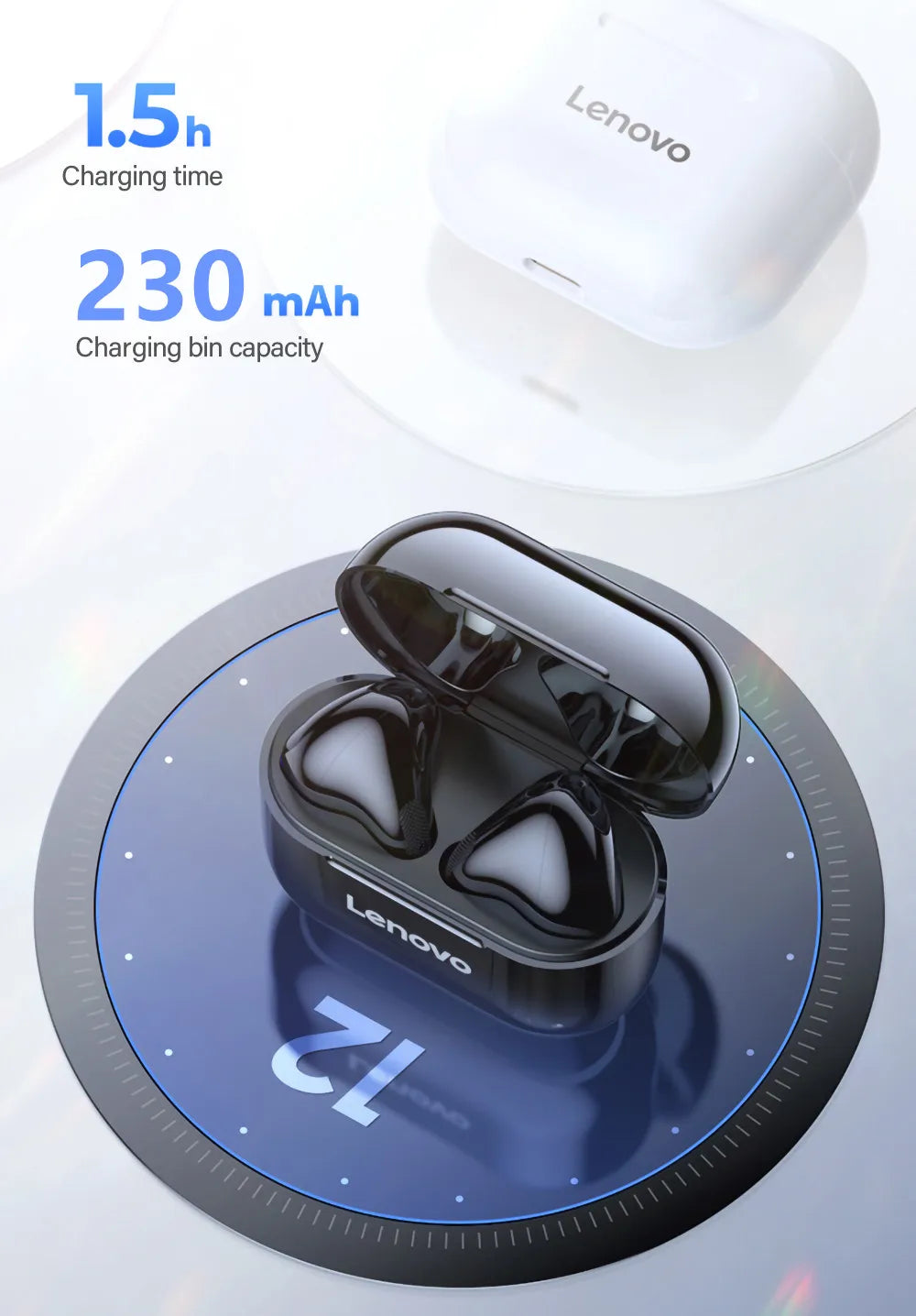 Lenovo LP40 TWS Wireless Earbuds – Bluetooth 5.0 In-Ear Headphones with Mic