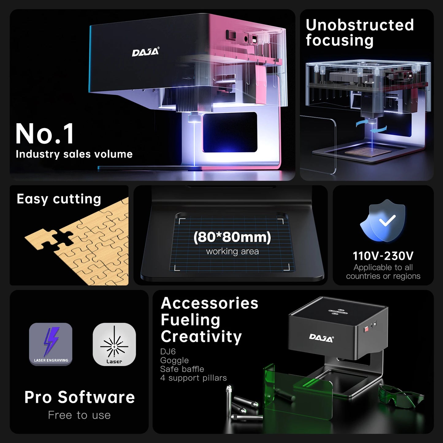 DAJA DJ6 Mini Portable Laser Engraver – 3W Bluetooth CNC for Wood, Leather & Metal