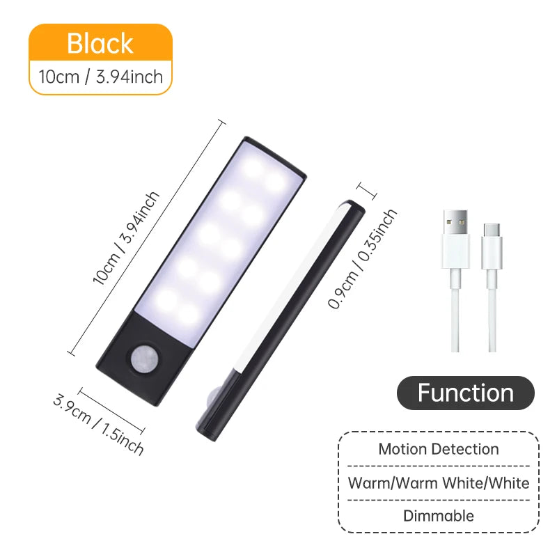 Magnetic LED Under-Cabinet Light – Motion Sensor & USB Rechargeable