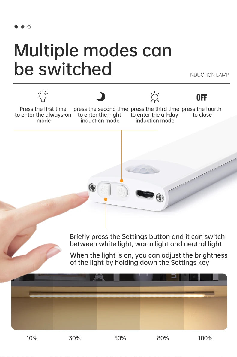 Magnetic LED Under-Cabinet Light – Motion Sensor & USB Rechargeable