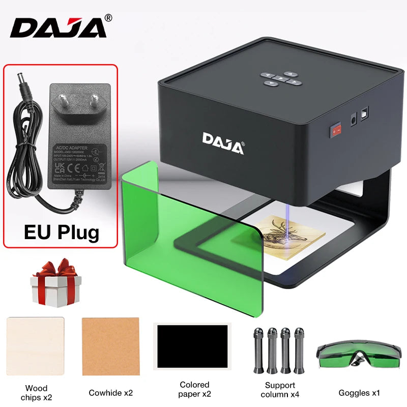 DAJA DJ6 Mini Portable Laser Engraver – 3W Bluetooth CNC for Wood, Leather & Metal