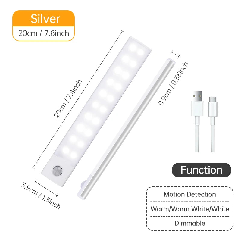 Magnetic LED Under-Cabinet Light – Motion Sensor & USB Rechargeable