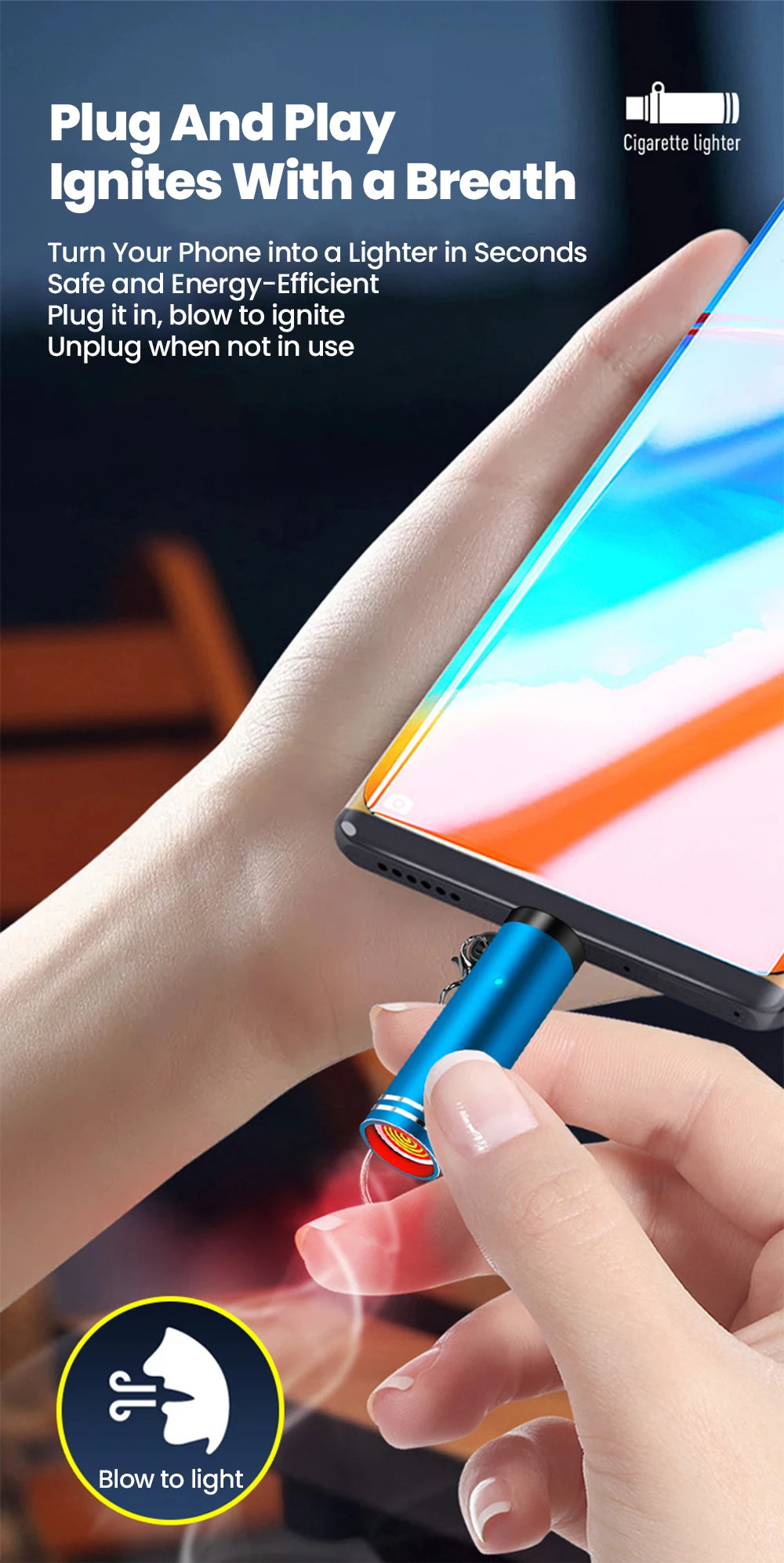 Mini Type-C Lighter – USB-C Electric Lighter for iPhone & Android