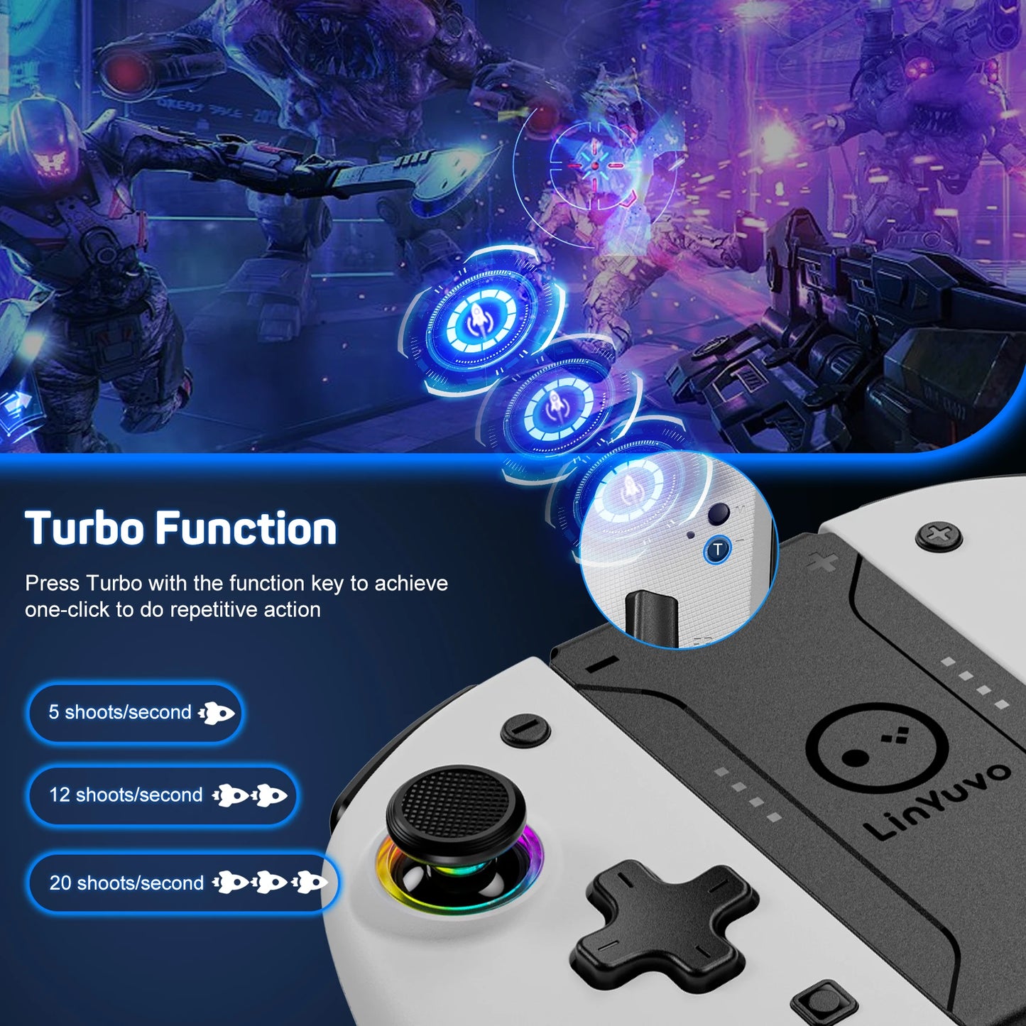 AyeBeau Wireless Controller for Nintendo Switch, OLED & Lite – Hall Effect Joysticks, Gyro, RGB