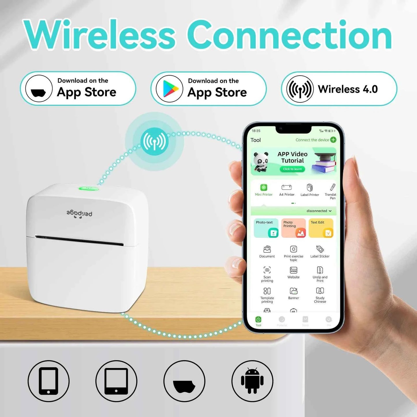 PeriPage Mini Printer, Small Photo Printer for Study Photos Notes,Thermal Sticker Printers Compatible with IOS/Android