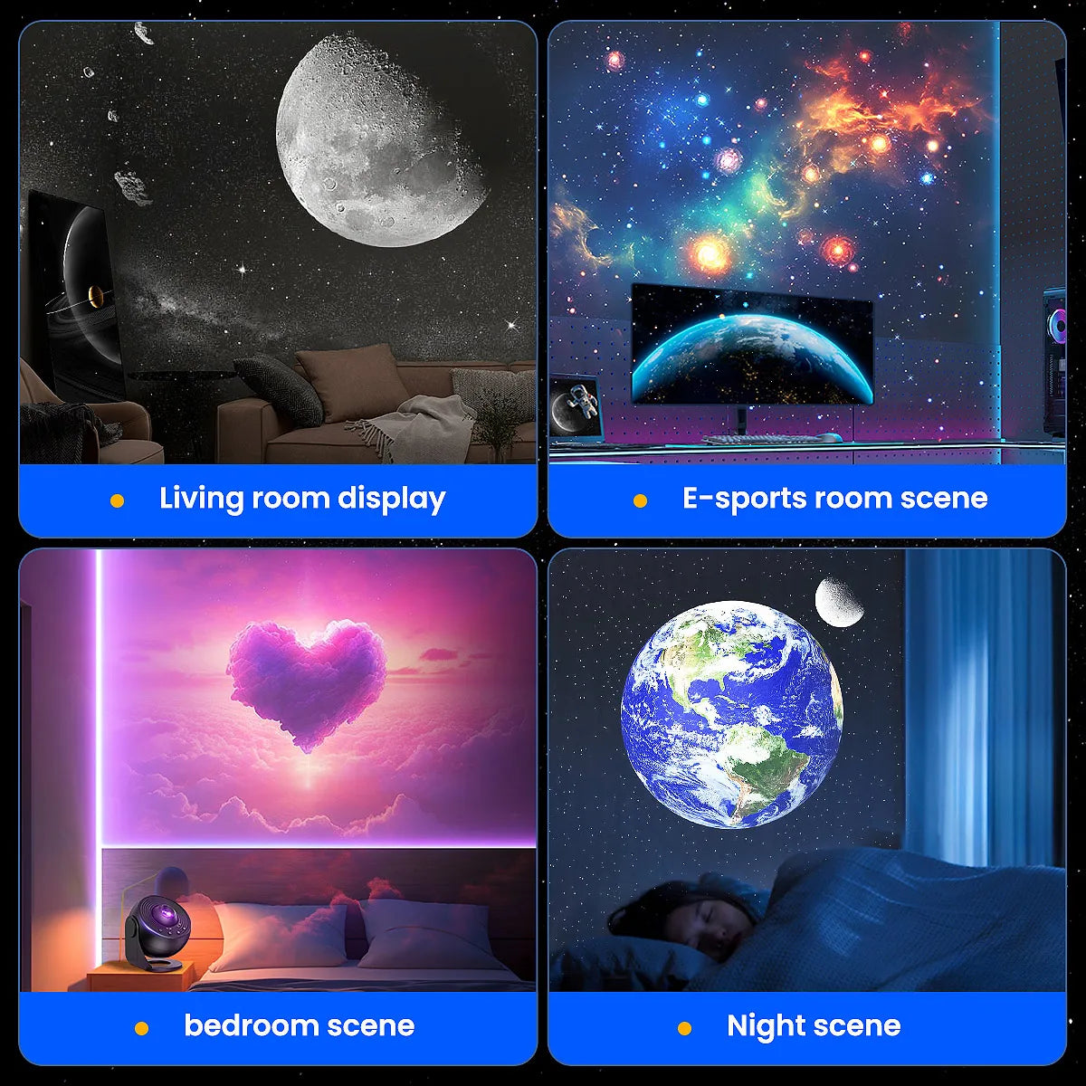 13-in-1 HD Galaxy Projector | 360° Rotation, Adjustable Focus & Auto Timer