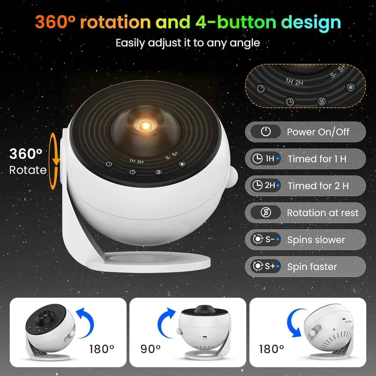 13 in 1 HD Galaxy Projecto, 360° Rotating,Timer Funtion Adjustable Focal Length Planetarium  Night Light with for Bedroom