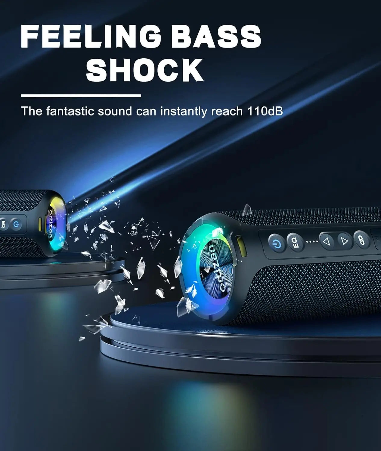 Ortizan X8 Pro 40W Bluetooth Speaker – IPX7 Waterproof, 30H Battery, Portable Outdoor