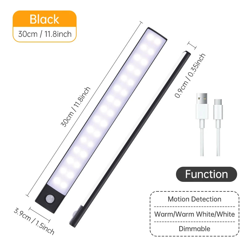 Magnetic LED Under-Cabinet Light – Motion Sensor & USB Rechargeable