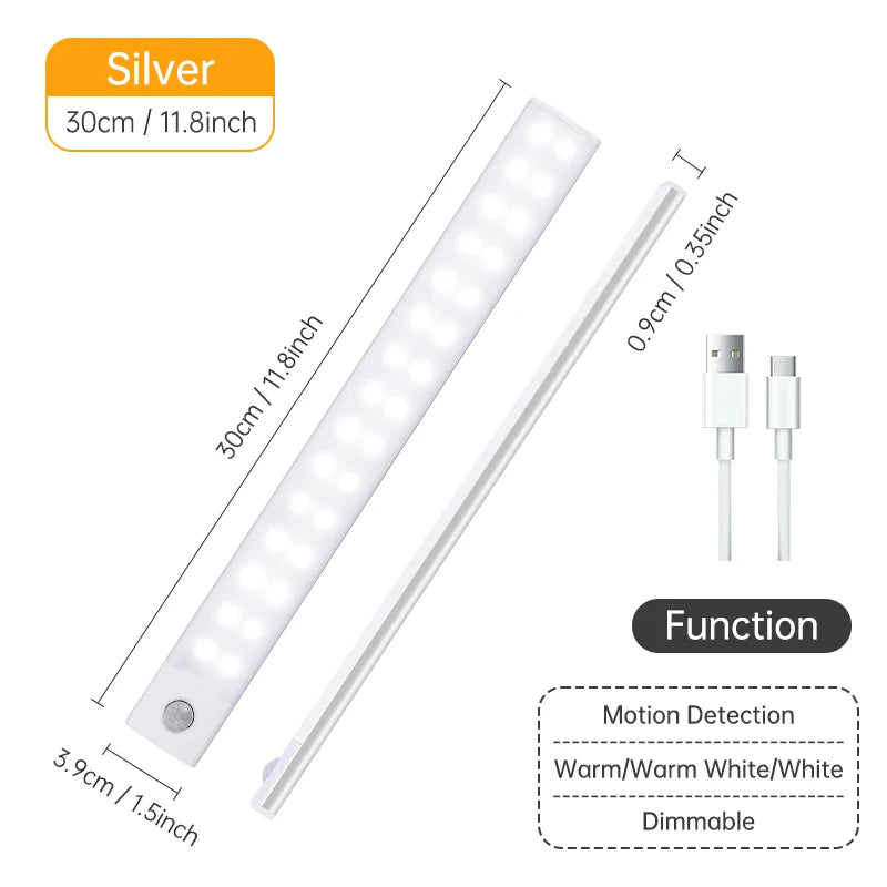 Magnetic LED Under-Cabinet Light – Motion Sensor & USB Rechargeable