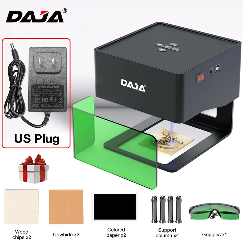 DAJA DJ6 Mini Portable Laser Engraver – 3W Bluetooth CNC for Wood, Leather & Metal