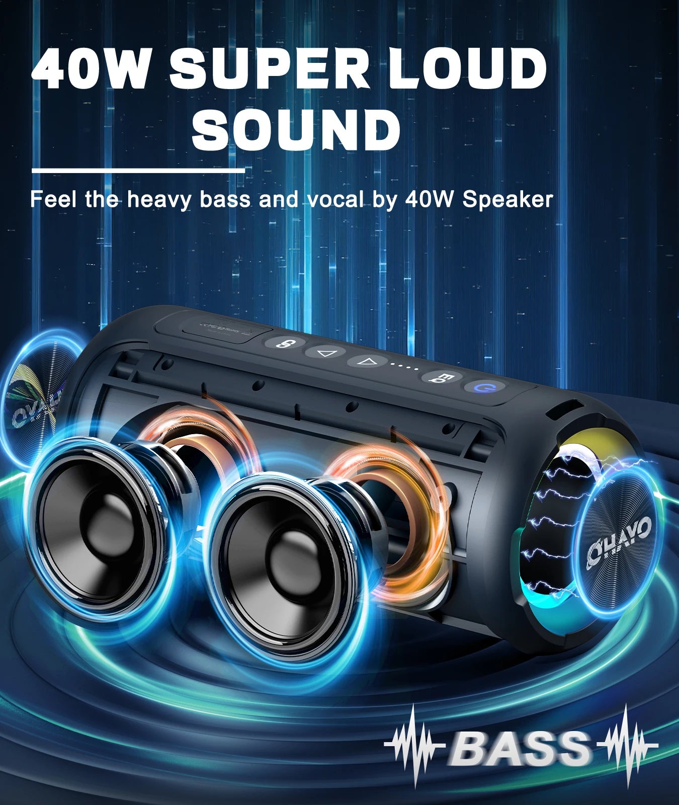 Ortizan X8 Pro 40W Bluetooth Speaker – IPX7 Waterproof, 30H Battery, Portable Outdoor