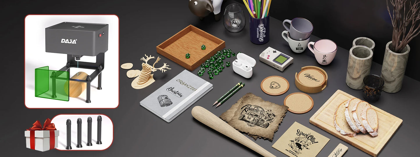 DAJA DJ6 Mini Portable Laser Engraver – 3W Bluetooth CNC for Wood, Leather & Metal