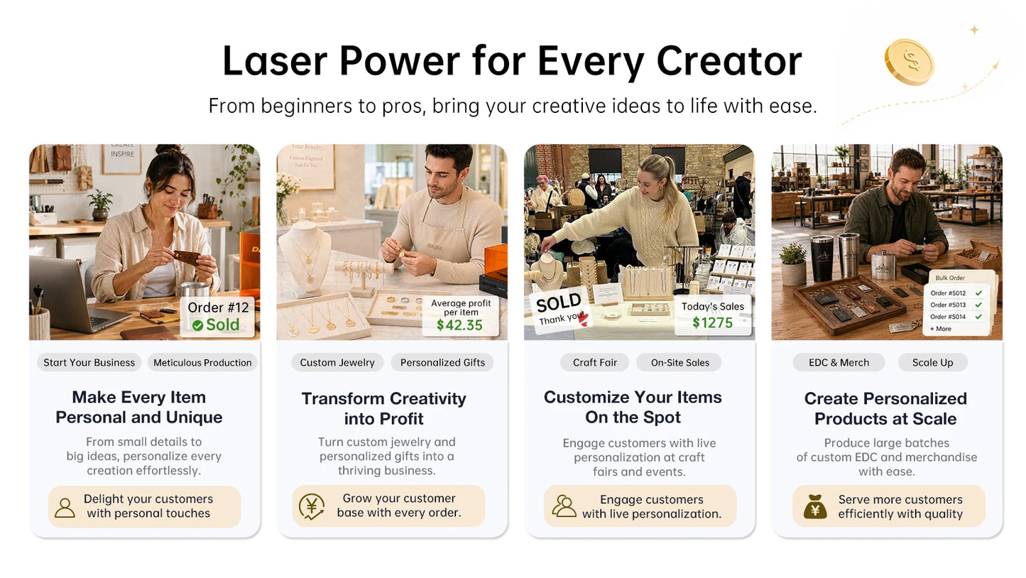 DAJA DJ6 Mini Portable Laser Engraver – 3W Bluetooth CNC for Wood, Leather & Metal