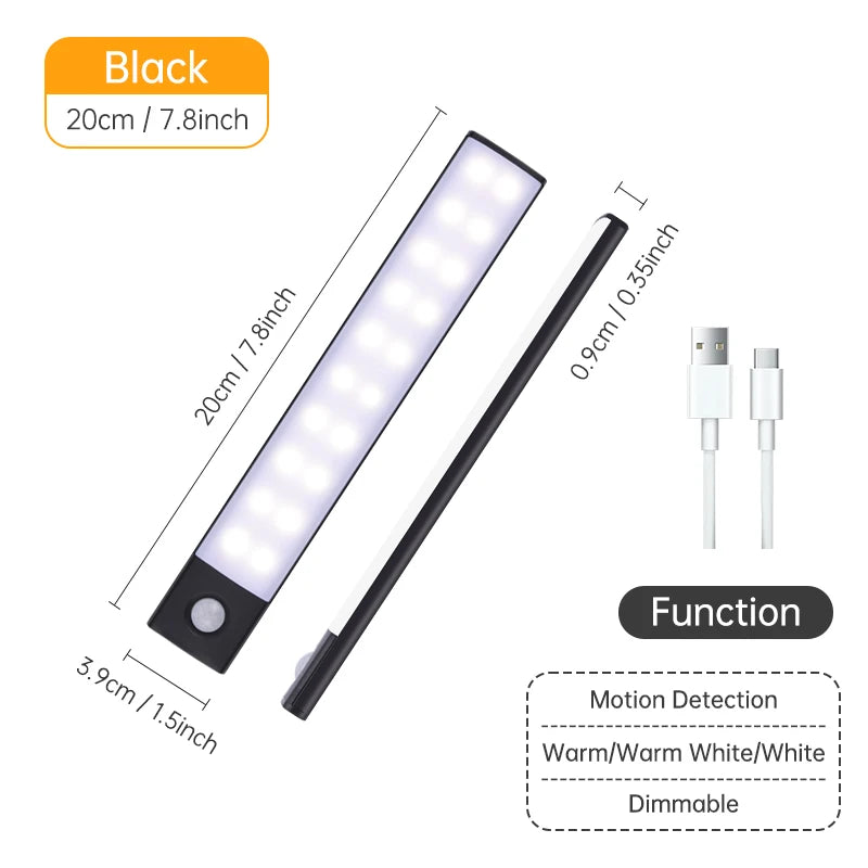 Magnetic LED Under-Cabinet Light – Motion Sensor & USB Rechargeable