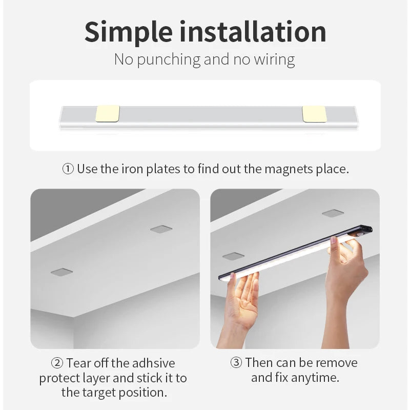 Magnetic LED Under-Cabinet Light – Motion Sensor & USB Rechargeable
